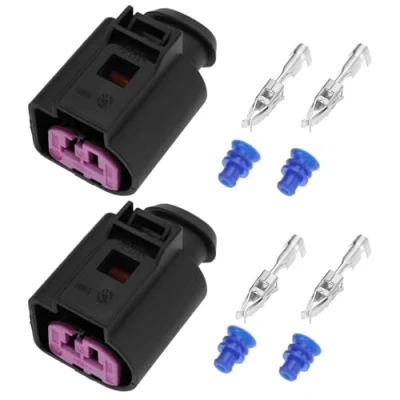 Afbeelding van ECSiNG 2 Set Pin Verzegelde Vrouwelijke Reparatie Plug Connector 1J0973772 Dynamo Compatibel met Audi VW Seat Sokda