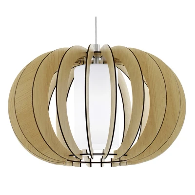 Afbeelding van EGLO Stellato 1   Hanglamp   1 Lichts   Ø400mm.   Nikkel Mat   Ahorn, Wit
