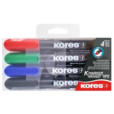 Afbeelding van Kores Permanent Marker &quot;K MARKER&quot;, Etui á 4 stuks