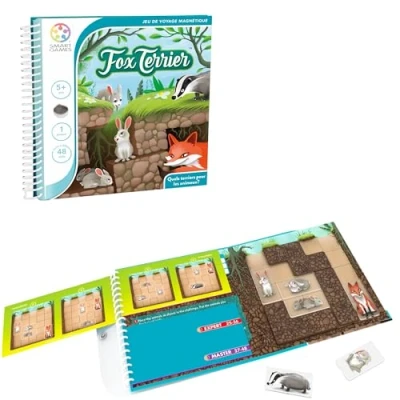 Afbeelding van SmartGames Fox Terrier denkspel magnetisch reisspel 48 uitdagingen op niveau licht tot zwaar een avontuur in het terrein zakboek voor kinderen vanaf 5 jaar