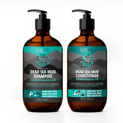 Afbeelding van Dode Zee Modder Shampoo &amp; Conditioner Set Anti Haaruitval Roos SLS Vrij en Parabenen