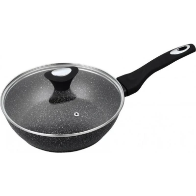 Afbeelding van Klausberg 7295 Wokpan met deksel 24 cm Marmer aluminium Zwart