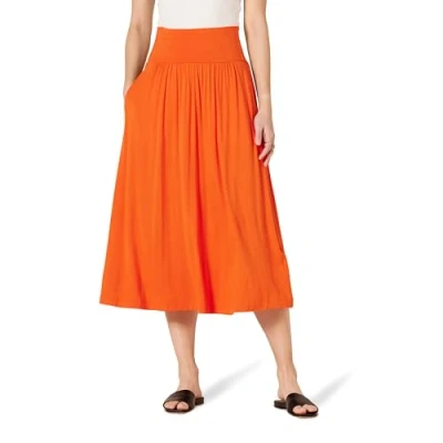Afbeelding van Amazon Essentials Dames Jersey Pull On Midi Lengte Rok, Oranje, X Small