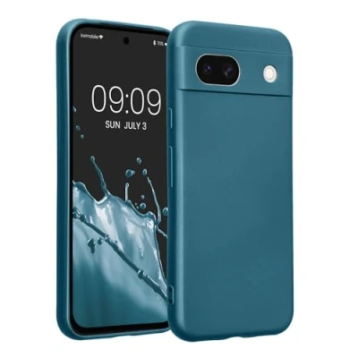 Afbeelding van kwmobile Metallic telefoonhoesje van TPU Compatibel met Google Pixel 8a Flexible case voor smartphone In carabisch blauw