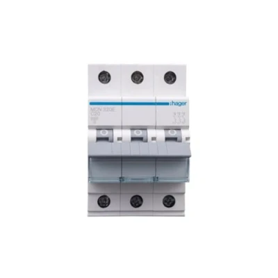 Afbeelding van Hager installatieautomaat 3p 6ka c karakteristiek 20a 3 modulen mcn320e