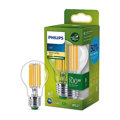 Afbeelding van Philips Ultra Efficient LED lamp Transparant 100 W E27 Warmwit licht