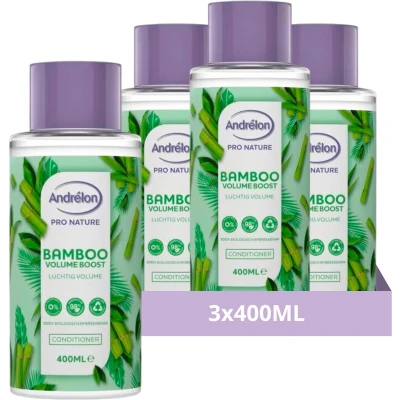 Afbeelding van Andrélon Pro Nature Bamboo Volume Boost Haarconditioner 400 ml 3 Stuks Voordeelverpakking