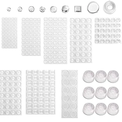Afbeelding van Uni Fine Rubberen buffers, 9 maten, transparante beschermbuffers, elastische zelfklevende deurstopper, wandrubberen noppen, aanslagbuffer voor kasten, meubels, luidsprekers, elektrische apparaten (351 stuks)