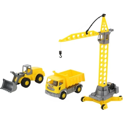 Afbeelding van Wader constructieset 3 delig met kraan kiepwagen bulldozer