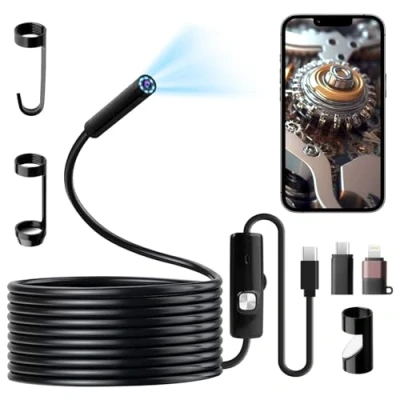 Afbeelding van Endoscoopcamera met licht, 1080p HD endoscoopcamera, mobiele telefoon, waterdicht, IP67, geen wifi nodig, inspectiecamera, 5 m inspectiecamera 8 ledlampen, type C voor Android en iOS,