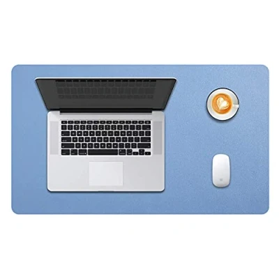 Afbeelding van DOBAOJIA Bureaulegger, Bureau Pad, Blotter, Schrijven Muis en Toetsenbord Uitgebreide Mat, Onderlegger XL, PU leer waterdicht + suède antisli 60 x 35cm (Staal Blauw)