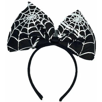 Afbeelding van Halloween/horror verkleed diadeem/tiara strik met spinnen print kunststof dames/meisjes Verkleedhoofddeksels
