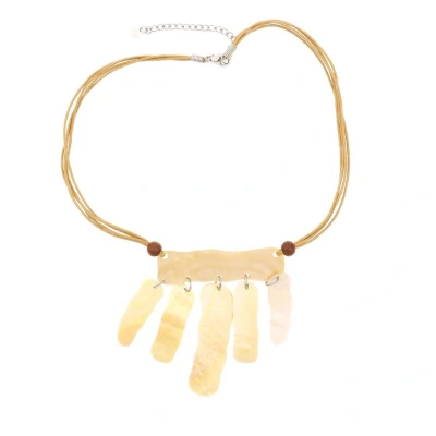 Afbeelding van Behave Ketting bruin beige met schelpen hangers 45 cm