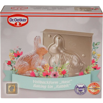 Afbeelding van Dr. Oetker bakvorm Paashaas met antiaanbaklaag 600ml goud 3D