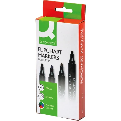 Afbeelding van Q CONNECT flipchartmarker, 2 3 mm, ronde punt, met clip, geassorteerde kleuren flipchart marker