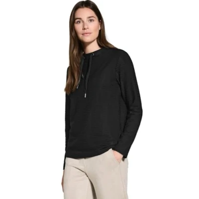 Afbeelding van Cecil Struktur Longsleeve, Dames, Maat: XL, Schwarz