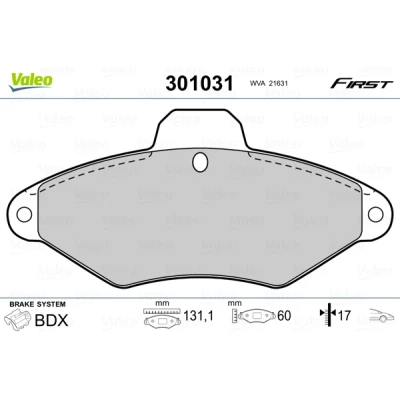 Afbeelding van Valeo Remblokset 301031