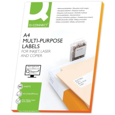 Afbeelding van Q CONNECT etiketten, wit, rechte hoeken, 70 x 35 mm, 100 vel, 24 etiketten per vel 5 stuks
