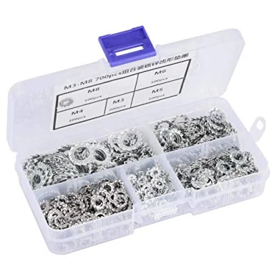 Afbeelding van YWBL WH 700 stks Verzinkt Getande Tand Wasmachine Platte Set Fixing Tool Pakking M3/M4/M5/M6/M8 Borgring
