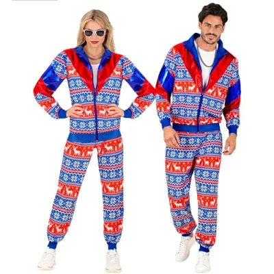 Afbeelding van Widmann Kerst &amp; Oud Nieuw Kostuum Best Time Of The Year Blauw Retro Trainingspak Blauw, Rood XXL Verkleedkleding
