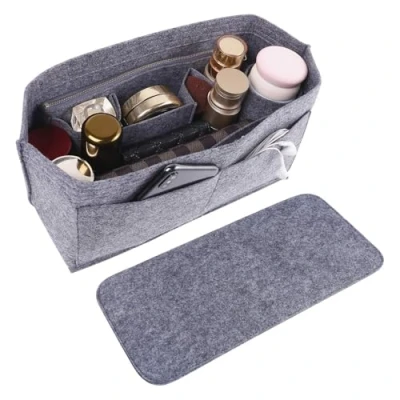 Afbeelding van Doxo Tasorganizer inzet, handtas en vilten tote met tas, past in de Speedy Neverfull &amp; Base Shaper, set van 2 stuks (maat L, grijs combinatie)