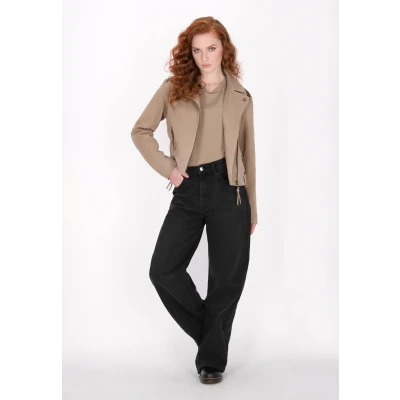 Afbeelding van Dreimaster Leren jas, Dames, Maat: 36, Light beige