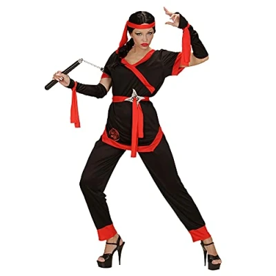 Afbeelding van Widmann Ninja &amp; Samurai Kostuum Ms Bill Vrouw Rood, Zwart Medium Carnavalskleding Verkleedkleding