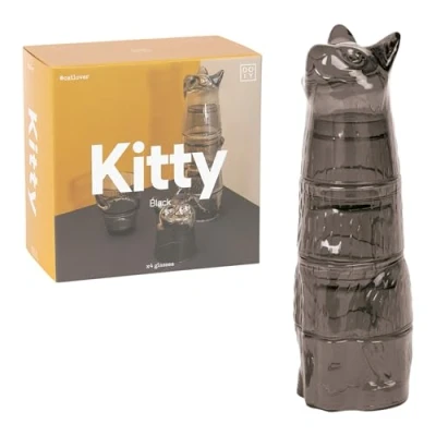 Afbeelding van Kitty Stapelbare Glazen (Set Van 4) Zwart