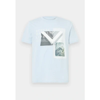 Afbeelding van TOM Tailor Denim Photo Print Tshirt print, Heren, Maat: Medium, Light blue grey