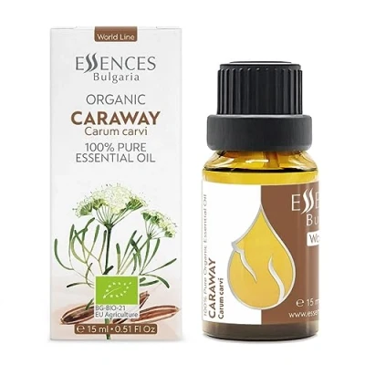 Afbeelding van Essences Bulgaria Biologische Karwij Essentiële Olie 15ml Carum carvi 100% Puur en Natuurlijk Onverdund Therapeutische Kwaliteit Aromatherapie Cosmetica Wreedheidvrij Niet GMO