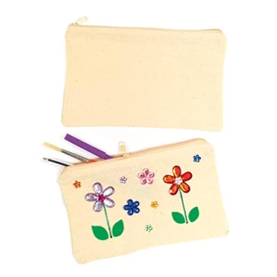 Afbeelding van Baker Ross E6627 stoffen etui voor kinderen om te versieren bewaren schrijfwaren 5 stuks, 21.5cm x 12cm, Calico