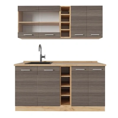 Afbeelding van Vicco Eenpersoonskeuken R Line, Edel grijs/gouden eik, 160 cm , WB Eik