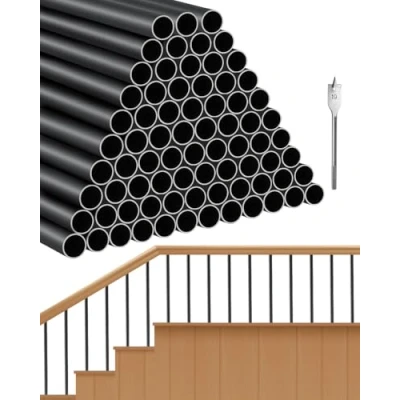 Afbeelding van VEVOR Metalen baluster voor trappen, 19 x 810 mm lang, decoratieve aluminium balusters, verpakking van 101 stuks dekbaluster met schroeven, klassieke holle dekreling