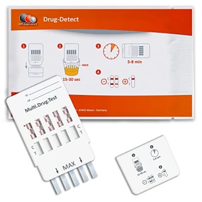 Afbeelding van self diagnostics drugs sneltest Multi 5 detectie van typen cocaïne, cannabis (THC), amfetamine &amp; opiaten/morfine methamfetamine min urine drugstest urinetest
