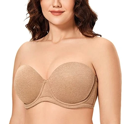 Afbeelding van Delimira Dames Onderdraad Contour Multiway Volledige Dekking Strapless BH Plus Size Chanterelle 80D