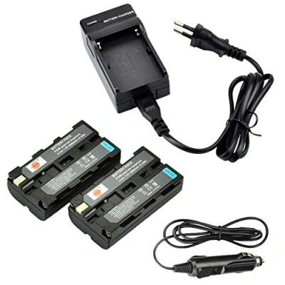 Afbeelding van DSTE® 2 stuks reservebatterijen en DC01E reisoplader compatibel met Sony NP F550 F330 F570 CCD RV200 SC5/E SC55E SC55 SC65 SC7 SC7/E SC8/E