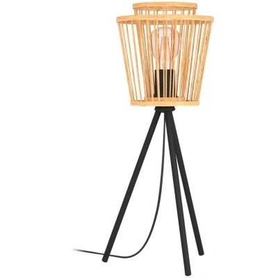 Afbeelding van EGLO Hykeham Tafellamp E27 57 cm Driepoot Staal/Bamboe Zwart/Bruin