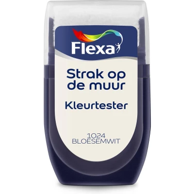 Afbeelding van flexa strak op de muur binnen mat tester 1024 bloesemwit 30 ml