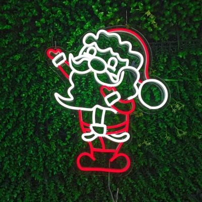 Afbeelding van LED Neon Verlichting Bord &quot;Kerstman&quot;, Incl. Adapter, 50x42cm, Rood/Wit