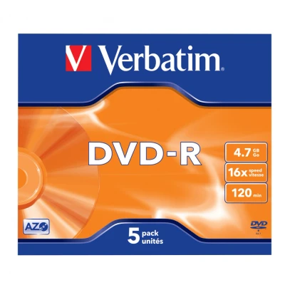 Afbeelding van DVD R 4,7 GB VERBATIM 16x Speed Jewelcase 5 stuks