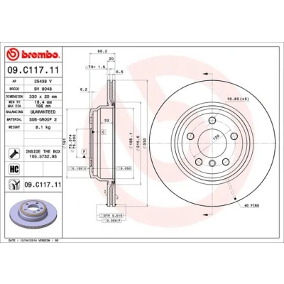Afbeelding van Brembo Remschijf 09.C117.11