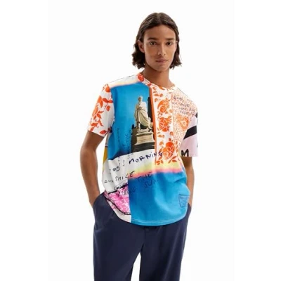 Afbeelding van Desigual Collage Tshirt print, Heren, Maat: Large, Multi coloured