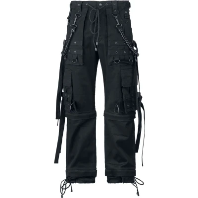 Afbeelding van Gothicana Zwarte cargo broek met klinknagels en kettingen Mannen W30L34