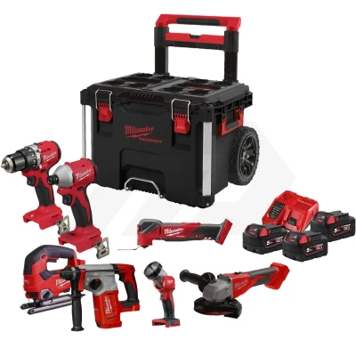 Afbeelding van Milwaukee M18 FPP7E 503P Fuel Powerpack 7 delig 18V Accu combiset (3x 5.0Ah) Packout Trolley 4933499297