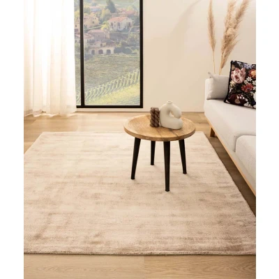 Afbeelding van Viscose Vloerkleed Vierkant Glamour Beige 100x100 Cm