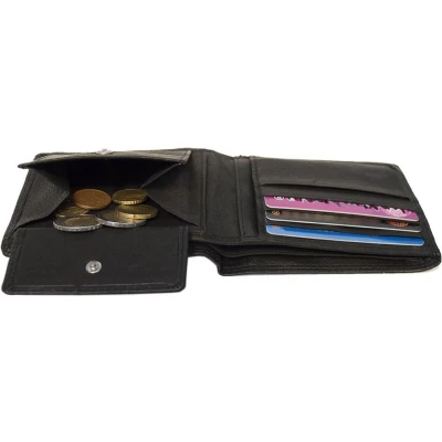 Afbeelding van Portemonnee Heren Portefeuille Billfold Leer Zwart Arrigo