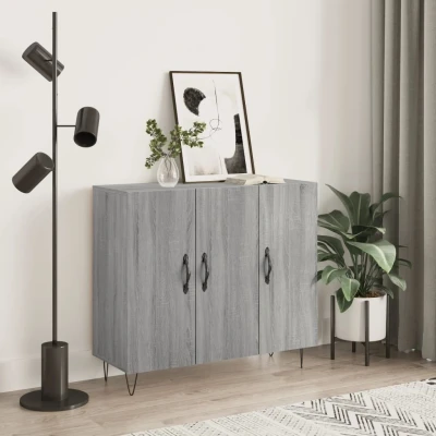 Afbeelding van Dressoir 90x34x80 cm bewerkt hout grijs sonoma eikenkleurig