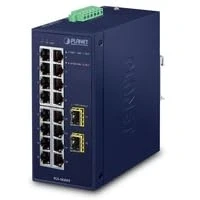 Afbeelding van Planet Industriële 16 poorts 10/100/1000T + 2 1000X SFP (16 Havens), Netwerkschakelaar, Blauw