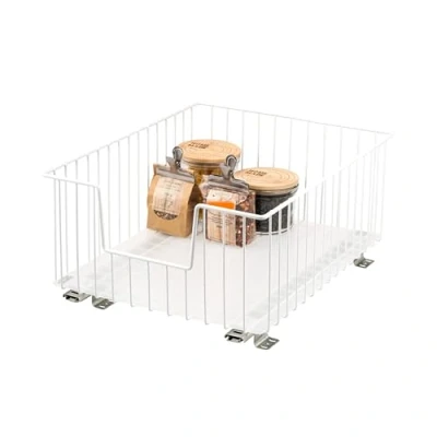 Afbeelding van bremermann Kast mand 40 cm breed, telescopische bodem met inlegbodem, keukenlade (wit)