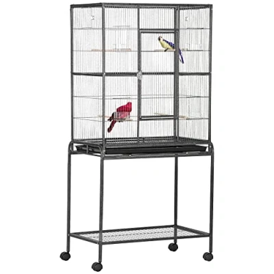 Afbeelding van PawHut Vogelkooi Metaal 77x47x163cm Grijs